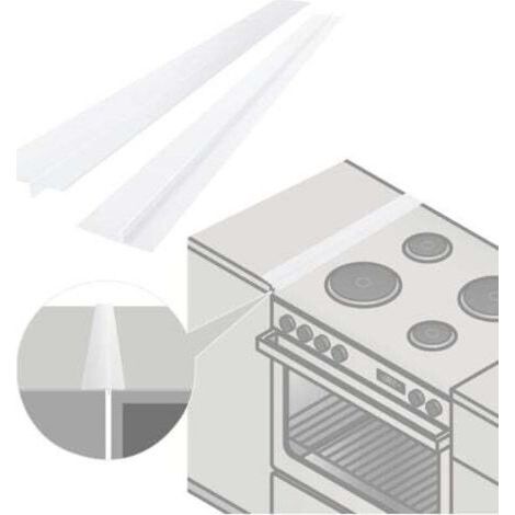 Paquet de 2 couvercles de joint de comptoir de cuisine en silicone, longueur de remplissage 53 cm, scellage entre la cuisinière et le four (Blanc) (1/4)