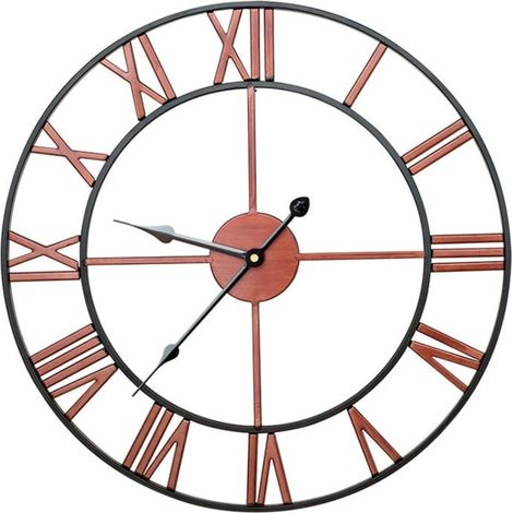 Grande horloge de jardin extérieur style vintage, 60 cm, cadran ouvert en métal, chiffres romains, décoration murale pour terrasse et patio (1/5)