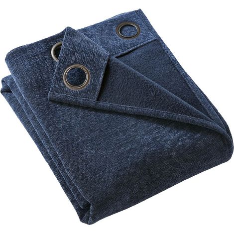 KEYNE - Rideau Thermique Occultant 140 x 180 cm Doublé Polaire Coloris Bleu nuit (1/4)