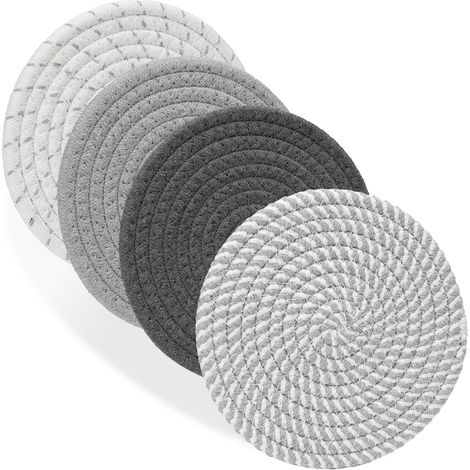 Lot de sets de table tressés en corde de coton pour maison dessous de plat et sous verres isolants modernes (1/5)
