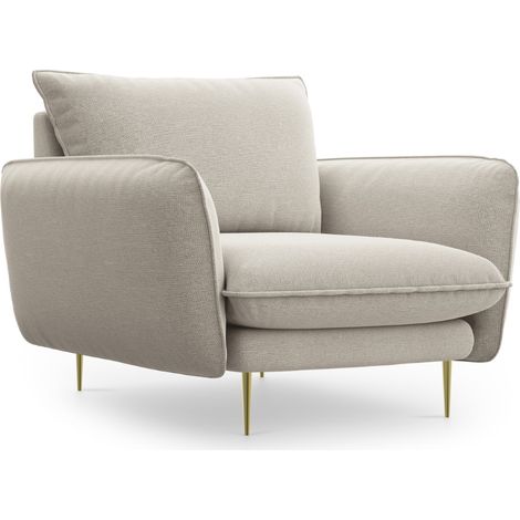Fauteuil en tissu structurel beige clair (1/5)