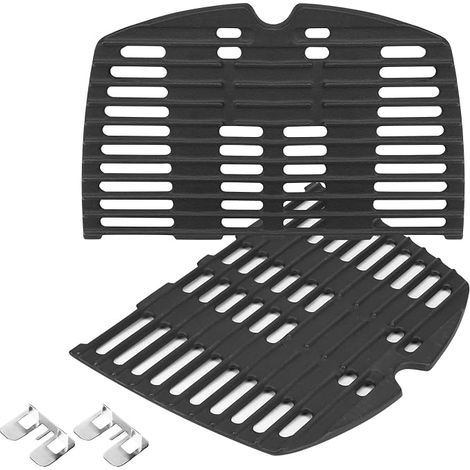 GRISUN Lot de 2 grilles de cuisson en fonte pour barbecue Weber Q100, Q120, Q1000, Q1200, Q1200, Q1400, 32,3 x 21,6 cm (1/5)