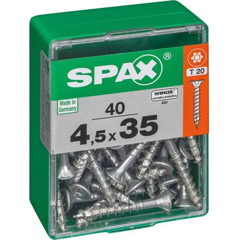 Set di 40 viti SPAX a testa svasata piana in acciaio, Diam.4,5 mm x L.35 mm SPAX (1/4)