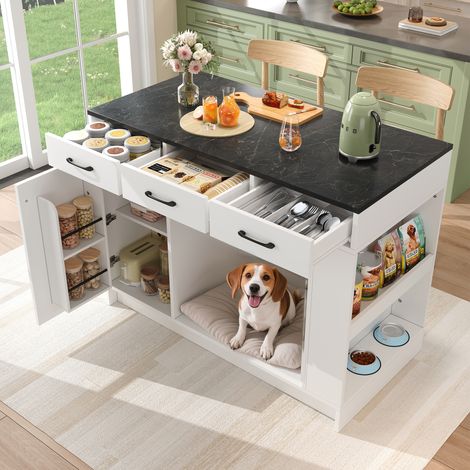 Mueble auxiliar cocina con 3 cajones blanco OKMYHOME (1/5)