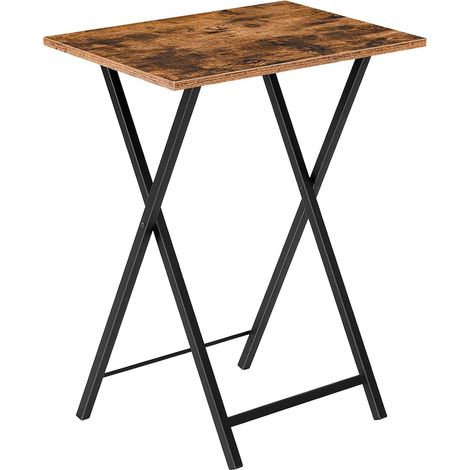 Table d’Appoint, Bouts de Canapé, Tables Pliables de Style Industriel, Tables-Plateaux de Télévision, Basse Table pour Petit Espace, pour Salon, Chambre, Marron Rustique EBF15BZ01 (1/5)