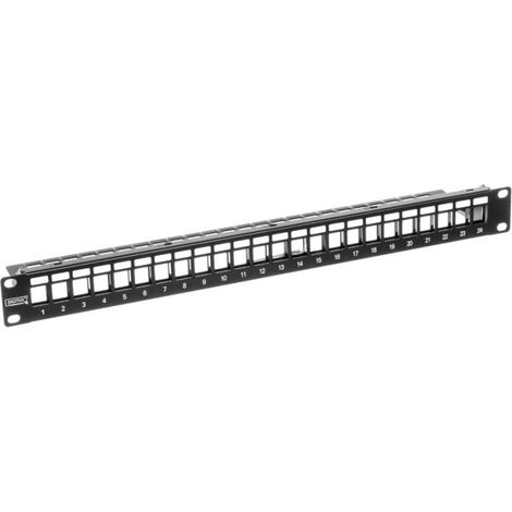 Patchpanel leer 19 Zoll 24x Tasten 1HE schwarz (RAL 9005) DN-91411
