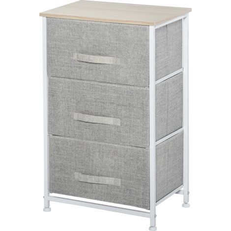 Commode, tissu Cadre, acier Tiroir, salon Bureau Loge gris, 3 tiroirs, la maison (1/5)