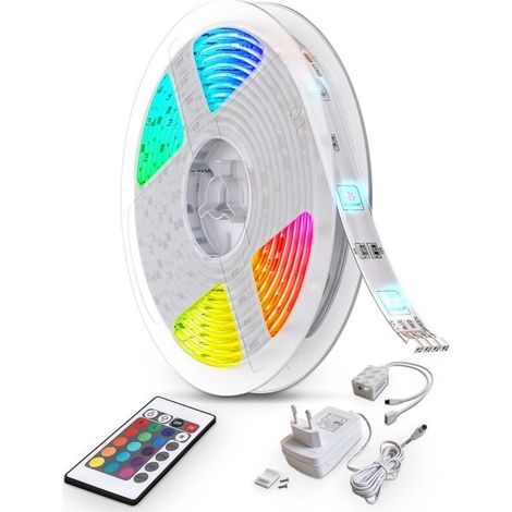 Bande lumineuse LED, 5 m, néon LED RVB pour chambre à coucher, contrôle par application 12 V, néon flexible et étanche (1/4)