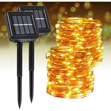 Lot de 2 Guirlande Lumineuse Solaire,400 LED,Fil Cuivre,IP65 Étanche,Jardin Terrasse Fête (1/5)
