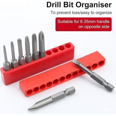 Porte Embout Visseuse, 5 Pièces Bande de Rangement pour Embouts, 12 Trous Porte-Embouts Hexagonaux, pour Tournevis, Perceuse (1/5)