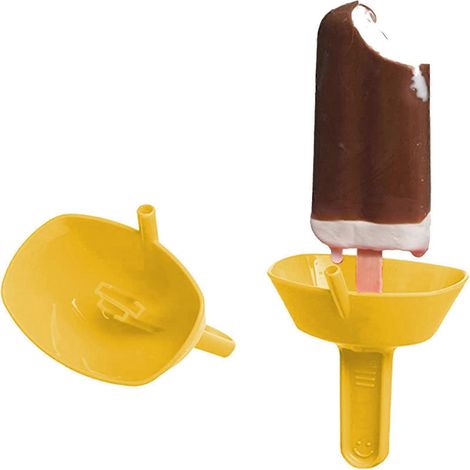 Tropffreier Eisbecherhalter, kleckerfreier Halter für gefrorene Leckereien mit Strohhalm für Kinder-yellow (1/5)