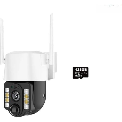 Caméra de Surveillance extérieure PTZ à Batterie Solaire WiFi 3MP, détection de Mouvement PIR, Vision Nocturne Couleur, sans Fil(WiFi Cam Add 128GB) (1/5)