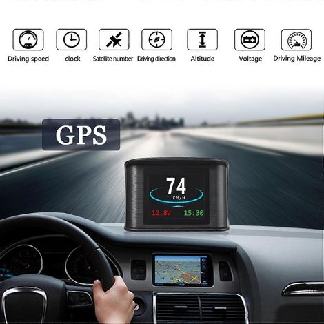 Intelligentes Head-up-Display, 2,2 Zoll universelles GPS-Head-up-Display mit Anzeige von Geschwindigkeit, Höhe und Spannung
