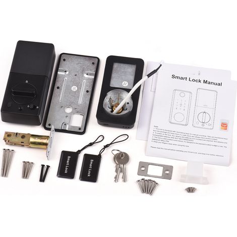 Serratura intelligente Bluetooth per porte con accesso senza chiave tramite app, password con impronta digitale, chiave meccanica, 5 modalità di sblocco, in lega di alluminio per porte di spessore 35- (1/5)