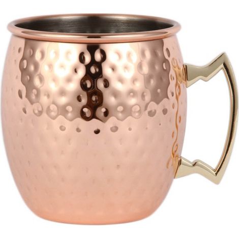 Verre à Moscow Mule 550ml en acier inoxydable, grande capacité, martelé, tasse à bière pour cocktail (1/5)
