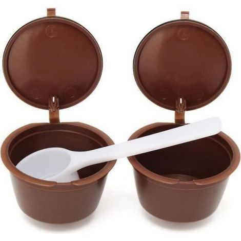 2 en 1 Réutilisables Filtres Capsules De Café Expresso Avec Cuillère Pour Dolce Gusto Reusable café Capsule Cup (1/4)