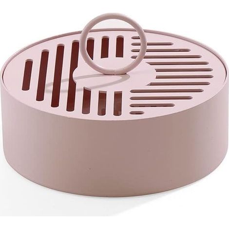 Portaspirale antizanzare con coperchio, contenitore rotondo in metallo, bruciatore per spirale antizanzare (rosa) (1/5)