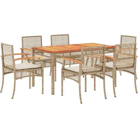 Maison Exclusive - Set comedor de jardín 7 pzas con cojines ratán (1/5)