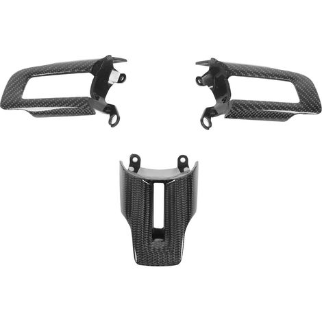 Couvercle de garniture de bouton de commande de volant en Fiber de carbone brillant, 3 pièces, remplacement pour Ford Mustang 2015 – 2022 (1/5)