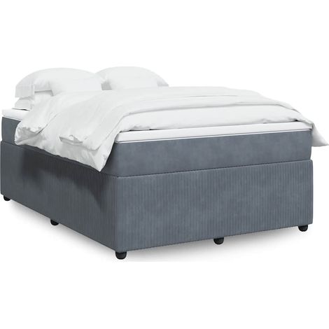 Boxspringbett mit Matratze Dunkelgrau 160x200 cm Samt