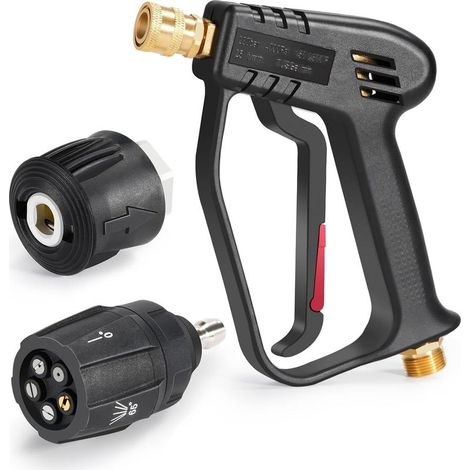 Hochdruckreinigerpistole mit Mehrwinkel-Wasserdüse, 4350 PSI Autowaschpistole, M22 14 mm Schnellanschluss für Schlauch, Adapter für Kärcher (1/5)