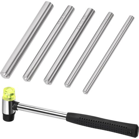 6Pcs 5 Tailles Poinçon de Rivet Manuel Avec Double Visage en Caoutchouc Marteau Kit d'assortiment, à Broche à Rouleau Ensemble de Outil de Rivet pour Vêtements/sacs Installation de Rivets (1/5)