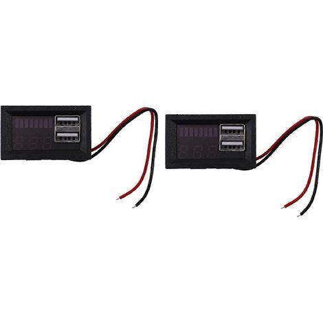 Voltmètre numérique miniature à affichage LED rouge (2 unités), testeur de tension pour voiture 12 V CC, sortie USB 5 V/2 A, batterie 12,6 V (1/5)