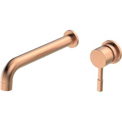 Signature Sail 2-Hole Mono Basin Mixer Tap Wall Mounted 220mm Spout Reach - Brushed Bronze (1/2)