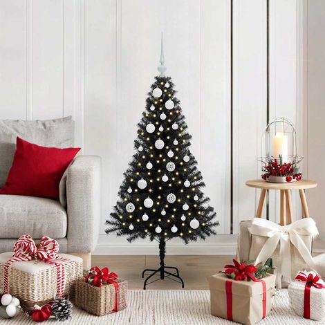 Weihnachtsbaum mit 150 LEDs mit Ständer Schwarz 120 cm PVC