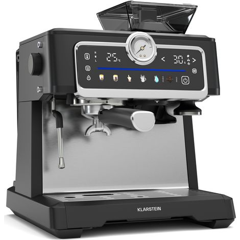 Klarstein GrandPresso Touch Cafetera espresso 20 bar Molinillo integrado Indicador de presión Espumador de leche