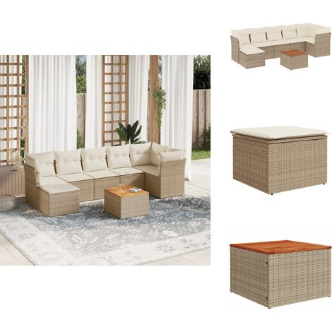 Salon de jardin avec coussins 8 pcs beige résine tressée - Salon De Jardin - Mobilier Extérieur - Set Salon De Jardin - Résine Tressée - Rotin Synthétique (1/5)