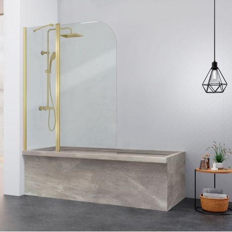 Duschwand für Badewannen mit Teilflügeltür RITA gold gebürstet / 120 x 150 cm