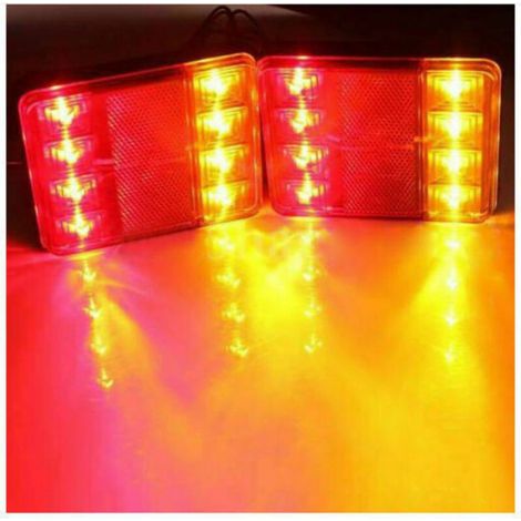 Feux Arrière Remorque - 8 LED par Feu - Étanche IP65 - Compatible Remorque Camion Caravane Bateau - Paquet de 2 Pièces (1/5)