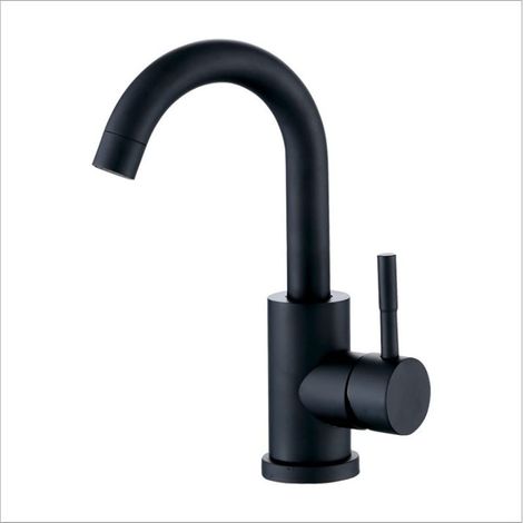 Robinet Évier Arc Noir Acier Inox Pivotant (1/5)