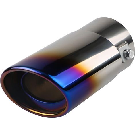 Extrémités Tuyau D'échappement De Voiture, Embout Tuyau De Sortie Pot D'échappement 38-53mm Universel, Tuyau En Acier Inoxydable Chrome, Tuyau De Queue De Silencieux De Voiture (Bleu-Droit) (1/5)