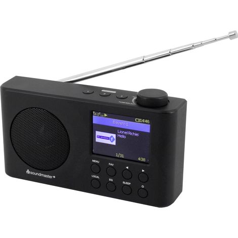 Radio de table Internet IR6500SW – DAB+, FM, Bluetooth, USB, WiFi – Rechargeable, écran couleur 2,4 pouces – Pour salle de bain – Soundmaster