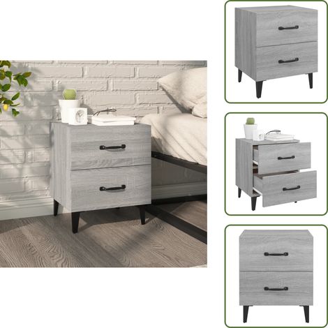 Table de chevet Sonoma gris 40x35x47,5 cm - Table De Chevet Industrielle - Meuble De Chambre - Table Nuit - Design Industriel - Rangement Tiroir (1/5)