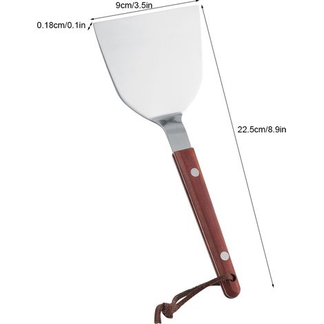 Espátula de cocina, espátula para parrilla, espátula para panqueques y pizza, 85 cm, acero inoxidable, mango de sándalo rojo, dimensiones 22,5 x 9 cm, ayudante de cocina profesional y doméstico. (1/5)