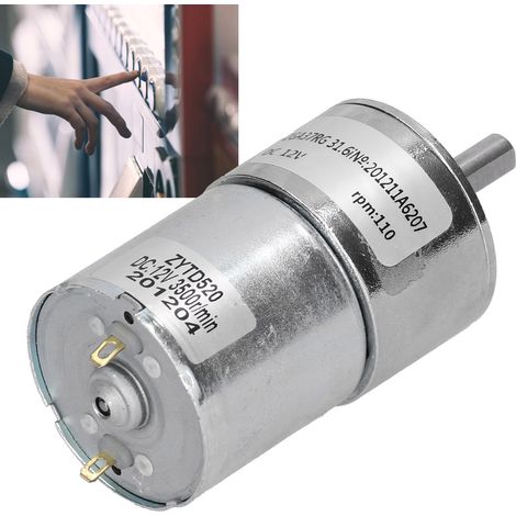 Moteur à engrenages 12 V CC, moteur électrique à micro-réduction à couple élevé, arbre de sortie central de 37 mm de diamètre, réducteur ZGA37RG 110R-12V (1/5)