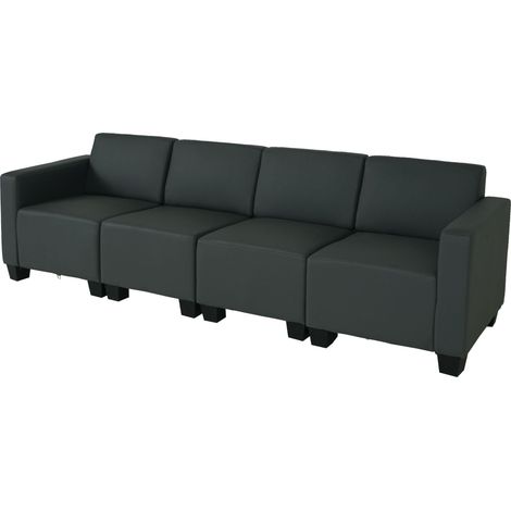 [JAMAIS UTILISÉ] Modular Canapé 4 places Lyon, similicuir, gris foncé (1/5)