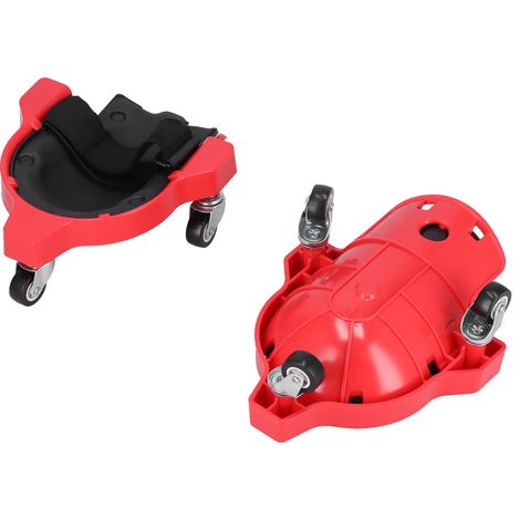Lot de 2 genouillères à roulettes multifonctions en ABS avec roulettes universelles pour une installation au sol (rouge). (1/5)