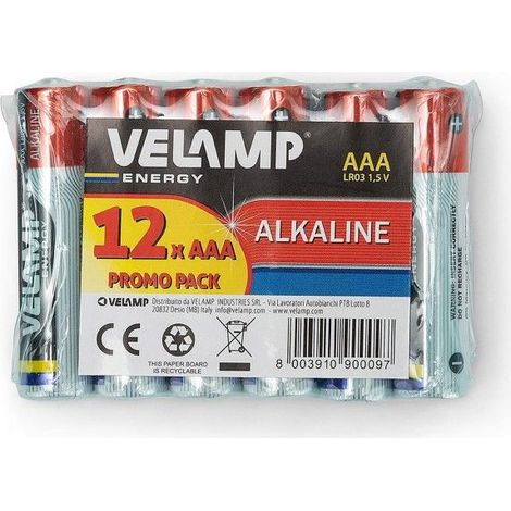 Piles Piles - Pile alcaline LR03 AAA mini, 1,5 V - Lot de 12 piles