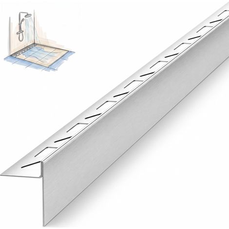 Dalsys Gefällekeil Dusche, Gefälleprofil, Silber Duschprofil für begehbare Dusche, Edelstahl korrosionsbeständig - Gefälleprofil 148cm, Höhe 12,5mm, Rechts