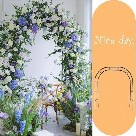 Metallpergola mit Gartenbogen, ideal für Kletterpflanzen, Hochzeiten, Feste, Partydekorationen, kürbisförmige Bögen, zwei Montagearten, schwarz. (1/5)