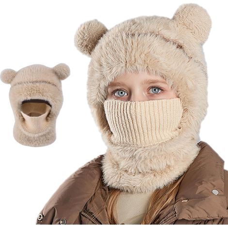 Cagoule Enfant Thermique, Cagoule Fille Coupe-Vent, Bonnet Cache Cou Enfant Multifonctionnel, Cagoule Enfant Garcon Doublure Peluche pour Ski Snowboard d'hiver Plein Air Sport (1/5)