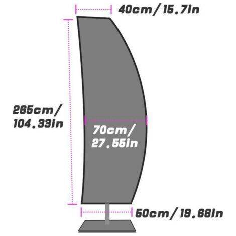 NALOOKAMIC Housse de Protection pour Parasol Déporté Couverture de Jardin à Mât Excentré en 210D Oxford, Imperméable, 265  50  70  40cm