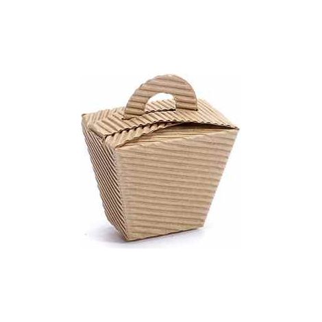 Scatole a cestello rustica avana, set da 50 pezzi, cm7x4x5,5H (con manici8,5)