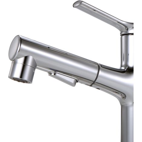 Robinet de cuisine à extractible Decdeal avec 2 modes de jet poignée unique 360° rotatif tirant vers le bas mitigeur évier pulvérisateur à valve céramique eau chaude et froide (1/2)