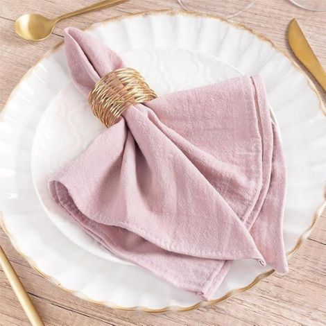 Serviette De Table - Coton 100 % - 40,6 x 40,6 cm - Style Bohème Rustique - Pour Mariage Fête Prénatale Anniversaire - Lot De 6 (1/4)