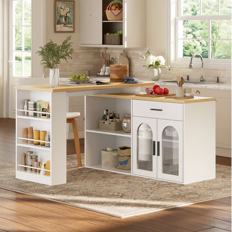 Isola cucina 120x50x78 cm in MDF bianco con contenitore per cucina piccola – MEUBLIV (1/5)